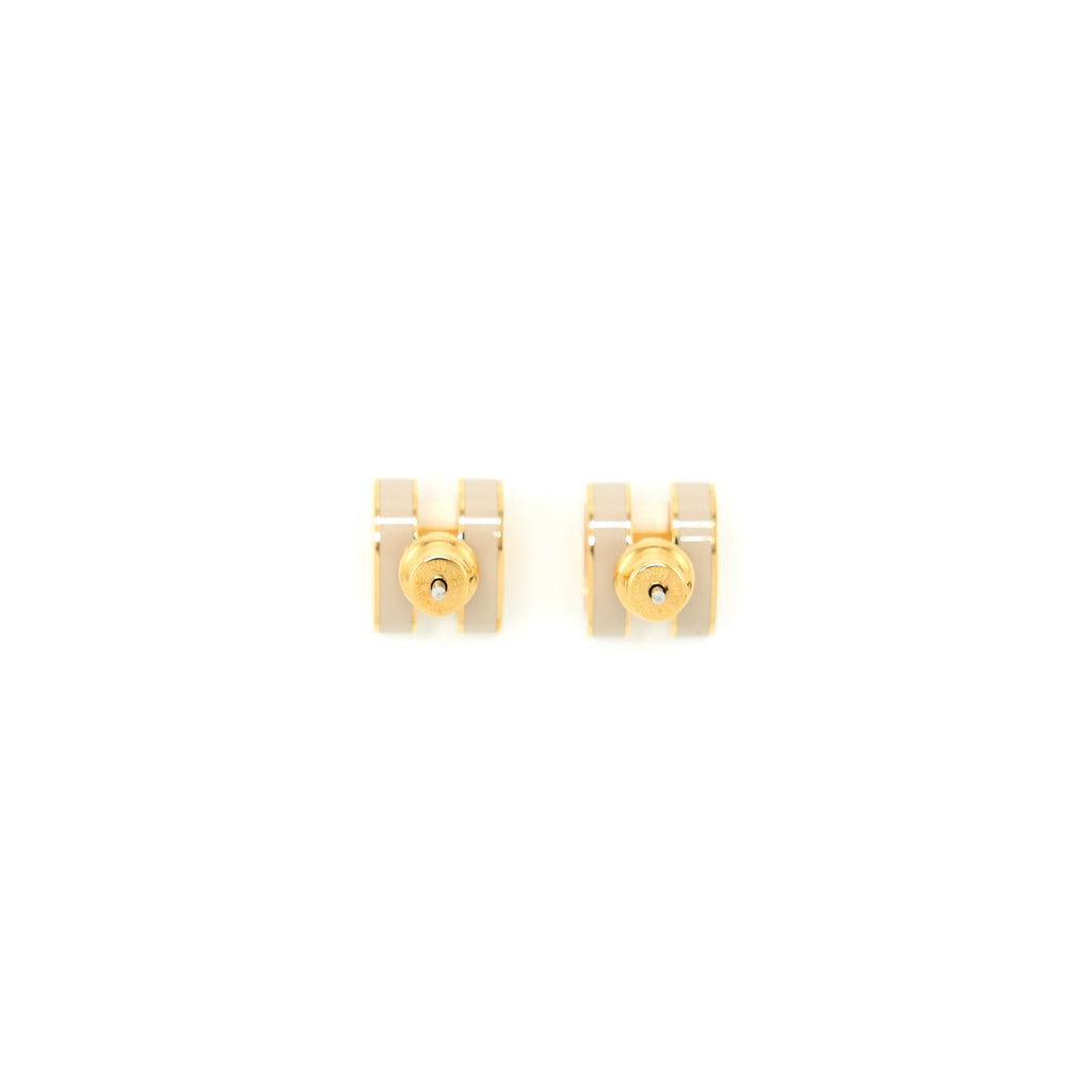 HERMES POP H EARRINGS MARRON GLACÉ ROSE GOLD