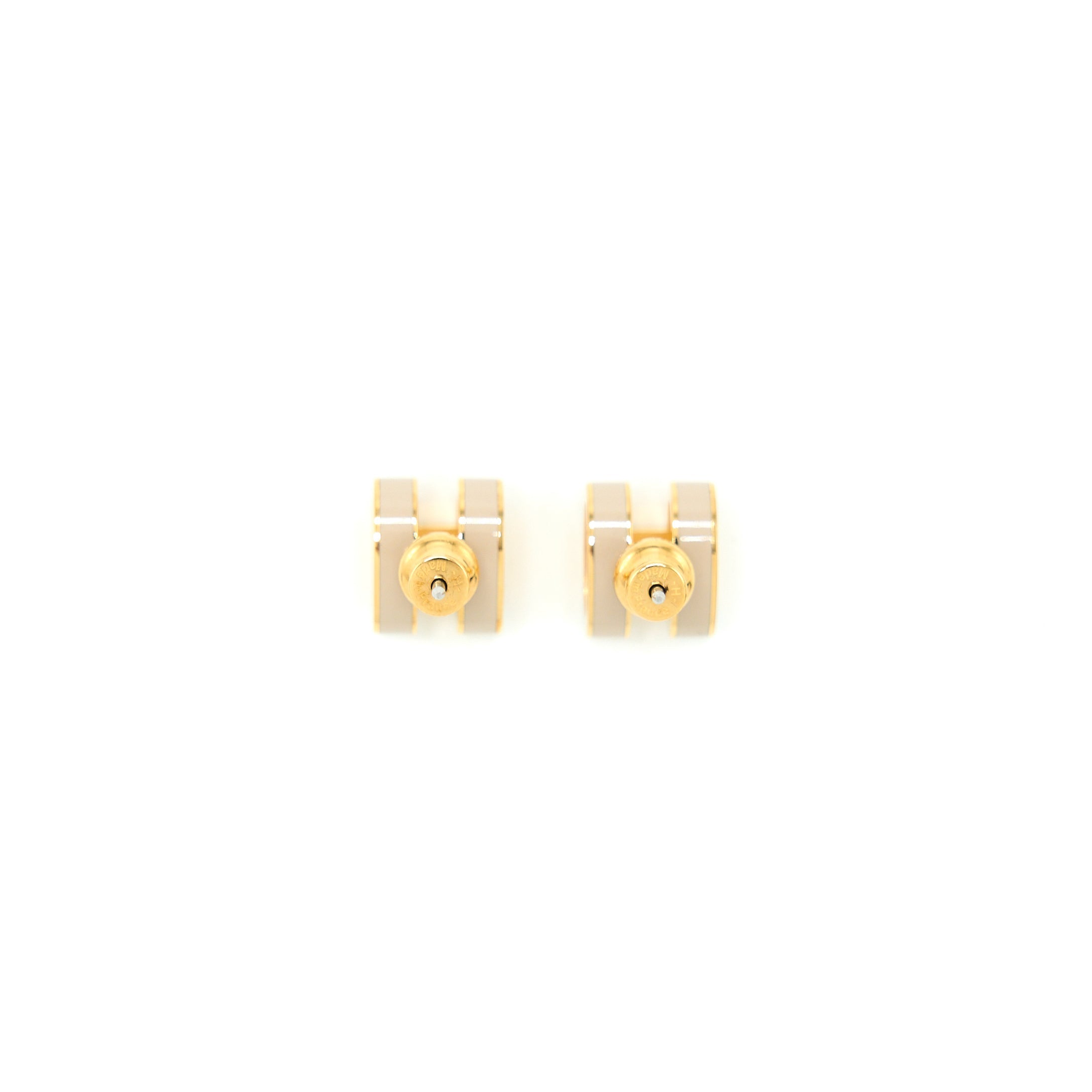 HERMES POP H EARRINGS MARRON GLACÉ ROSE GOLD