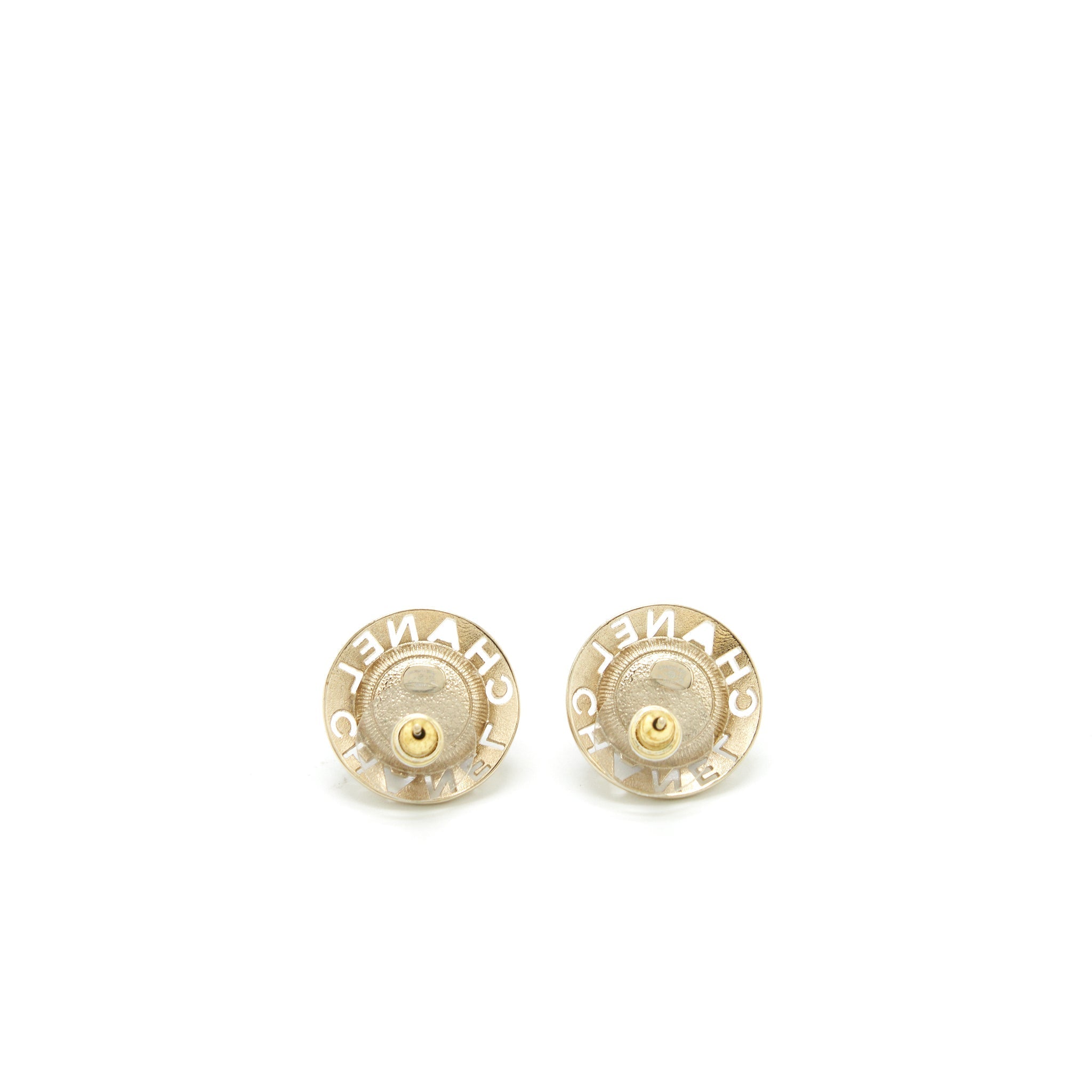 CHANNEL ROUND EARRINGS PURPLE / LIGHT GOLD TONE