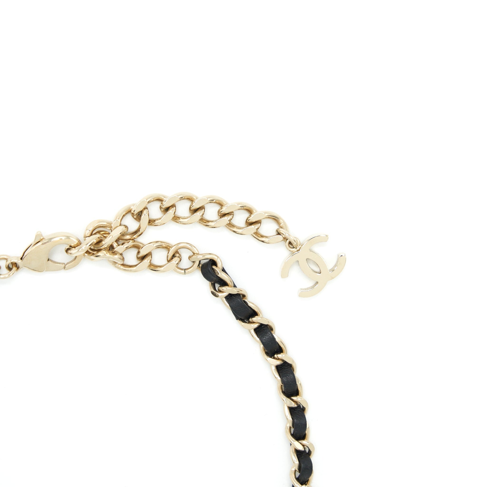 CHANEL CHAIN WITH SMALL CC LOGO CHOKER BLACK WITH LIGHT GOLD TONE