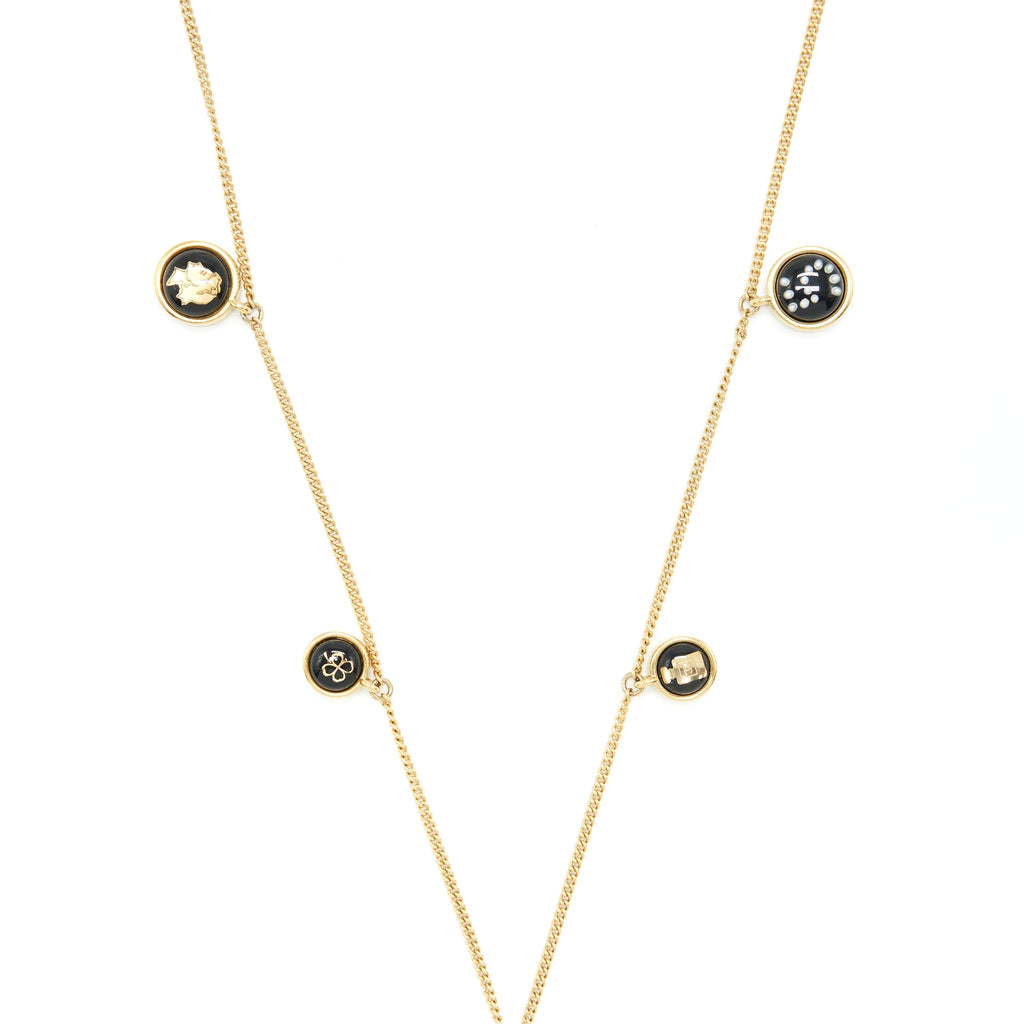 CHANEL CHARM LONG NECKLACE GOLD TONE