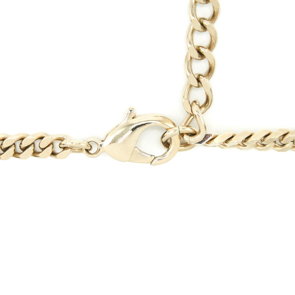 CHANEL MINI CC LOGO CHOKER / DOUBLE CHAIN BRACELET LIGHT GOLD TONE