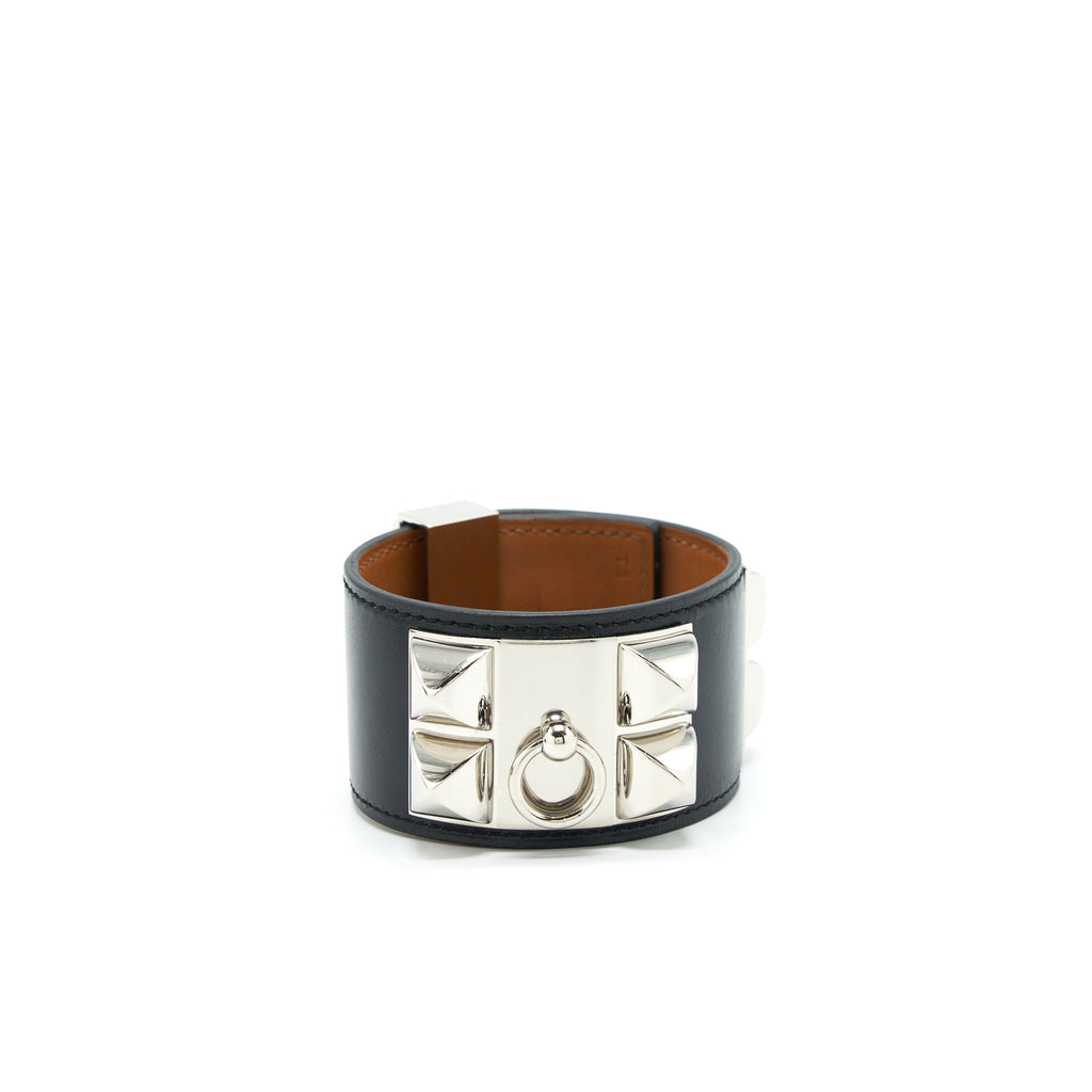 HERMES SIZE T3 COLLIER DE CHIEN BRACELET CALFSKIN BLACK SHW