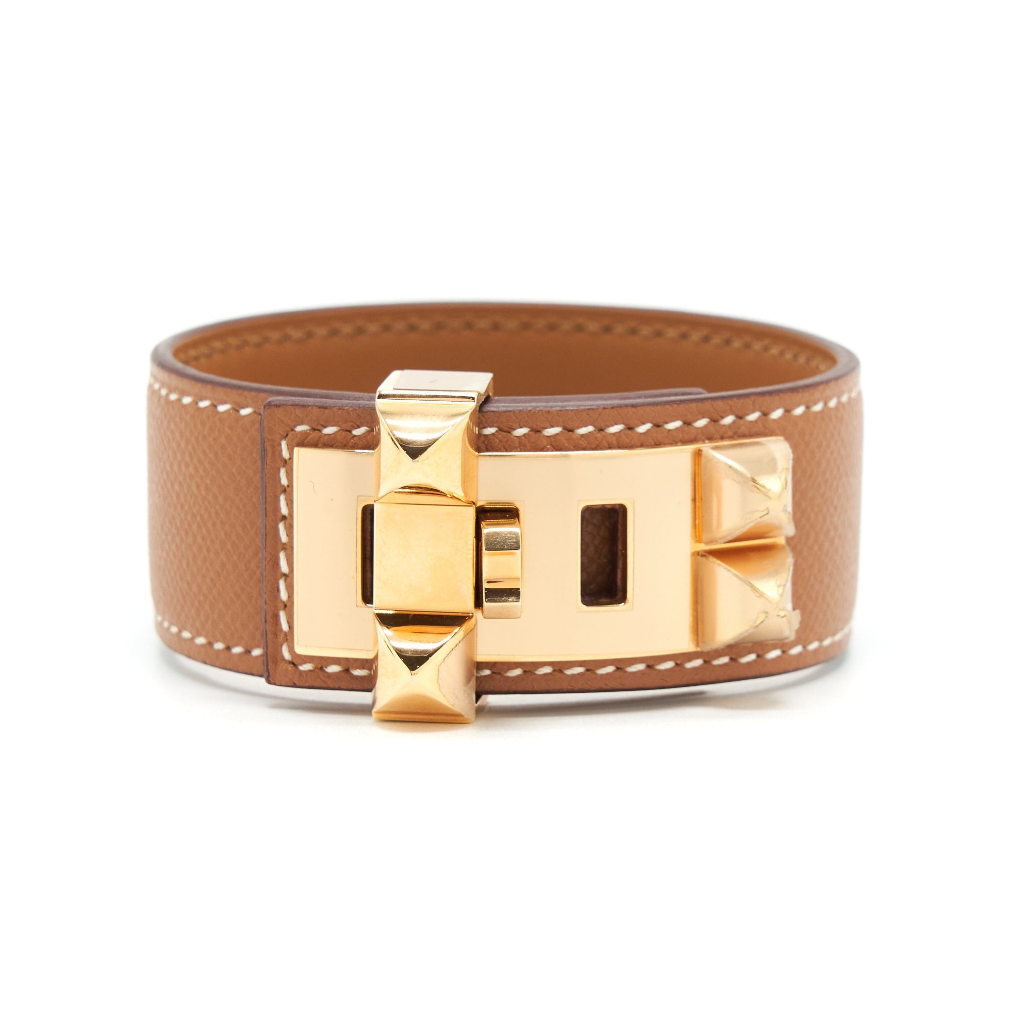 HERMES SIZE T3 COLLIER DE CHIEN 24 BRACELET EPSOM GOLD RGHW