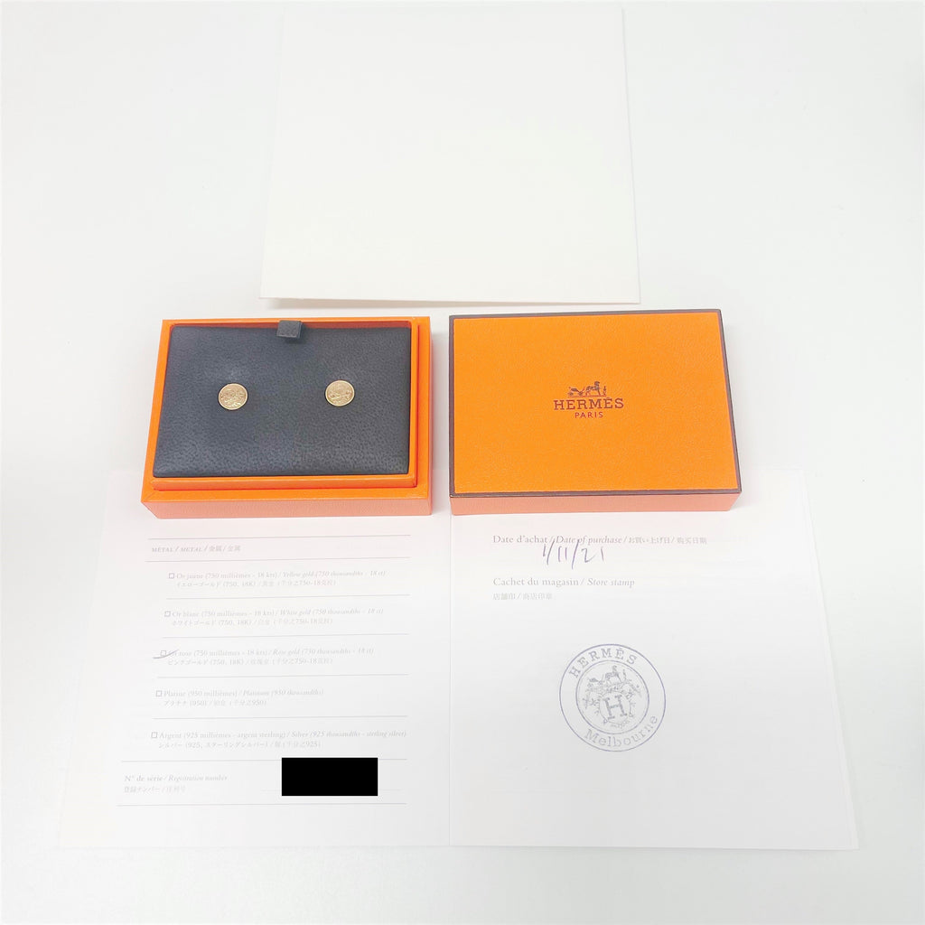 HERMES EX- LIBRIS EARRINGS ROSE GOLD