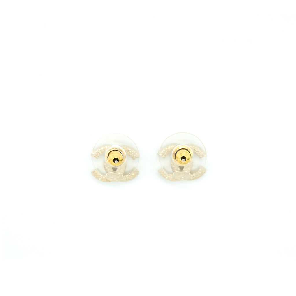CHANEL MINI CLASSIC CC LOGO EARRINGS GOLD TONE