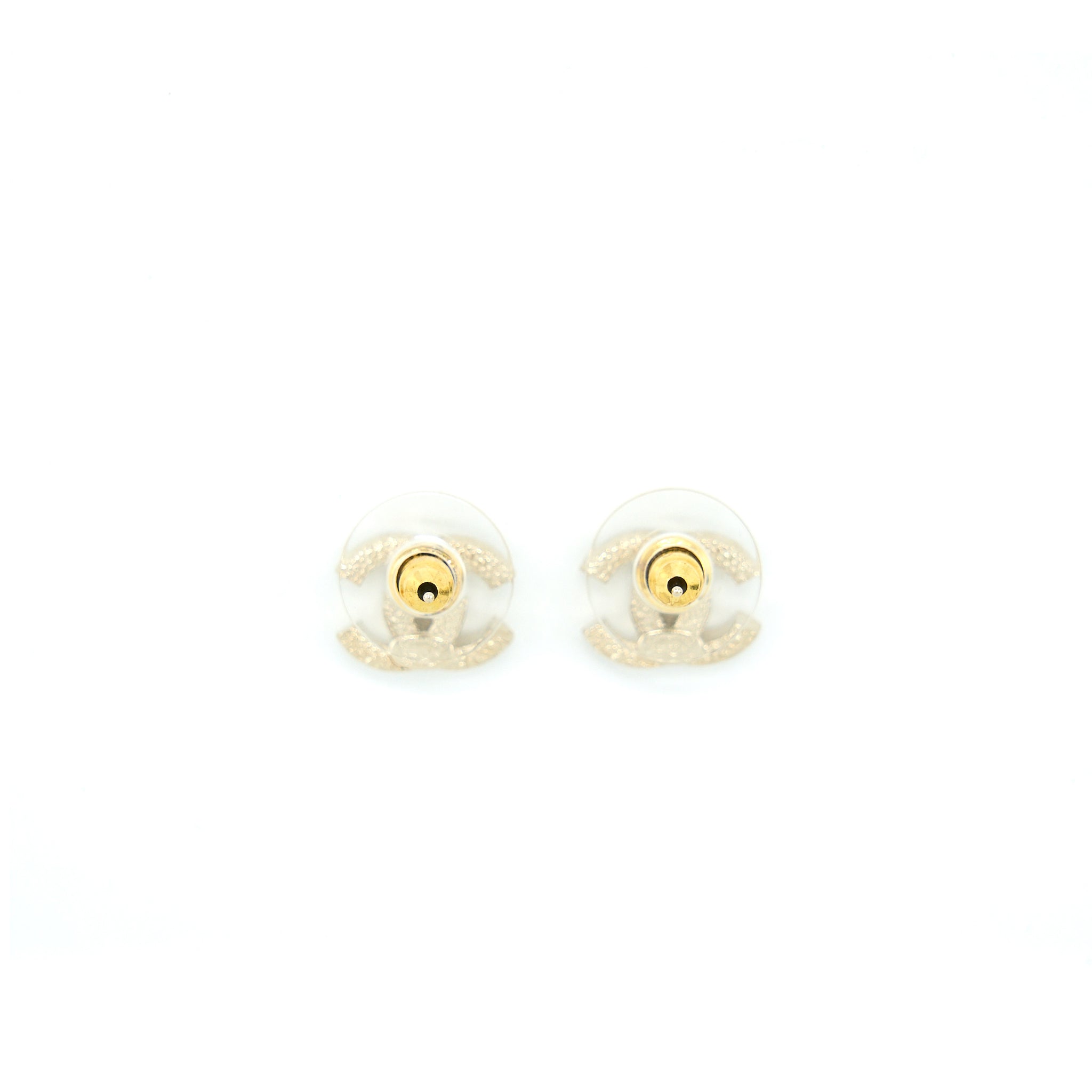 CHANEL MINI CLASSIC CC LOGO EARRINGS GOLD TONE