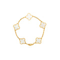 VAN CLEEF & ARPELS VINTAGE ALHAMBRA BRACELET 5 MOTIFS WHITE MOTHER OF PEARL, YELLOW GOLD