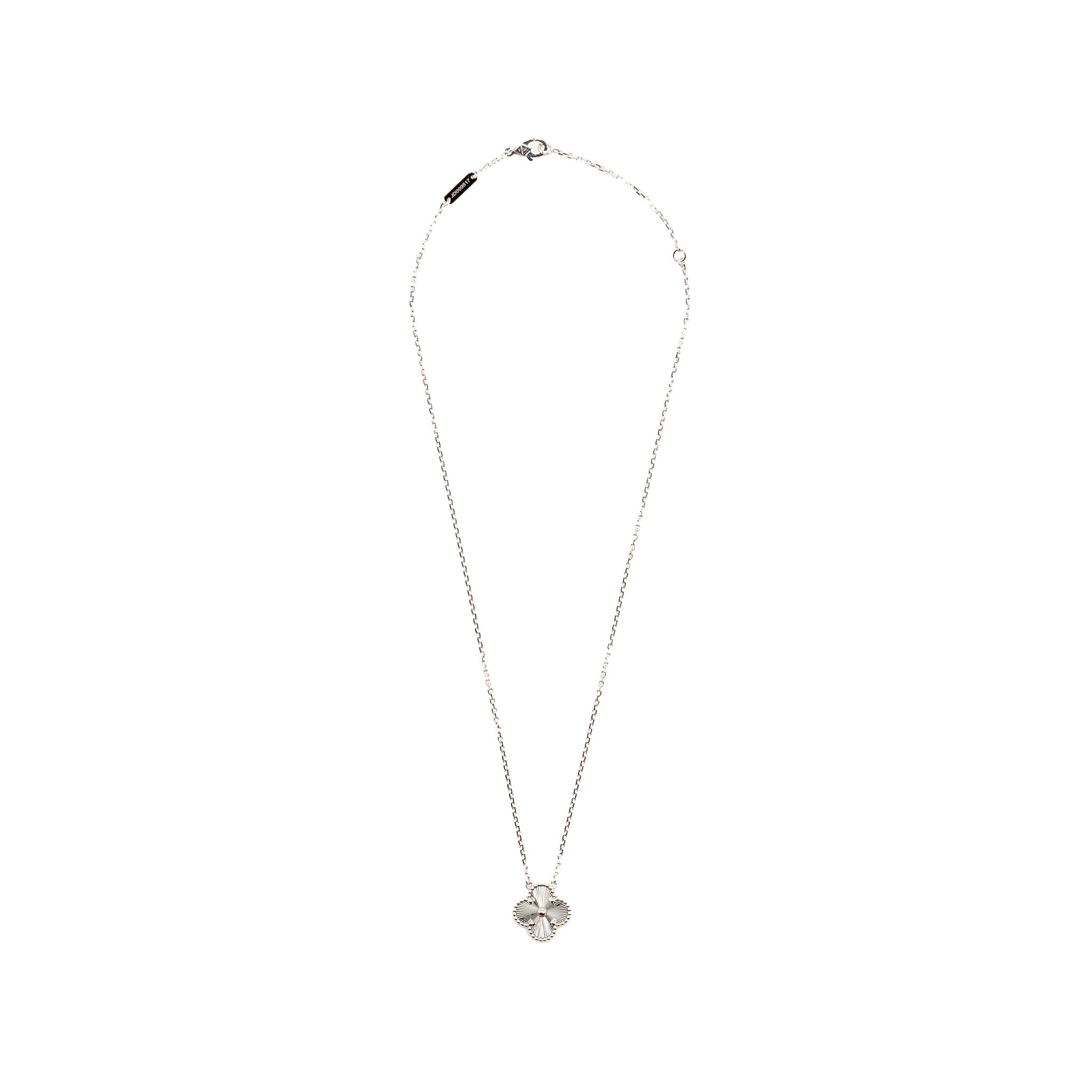 VAN CLEEF & ARPELS VINTAGE ALHAMBRA PENDANT GUILLOCHE WHITE GOLD