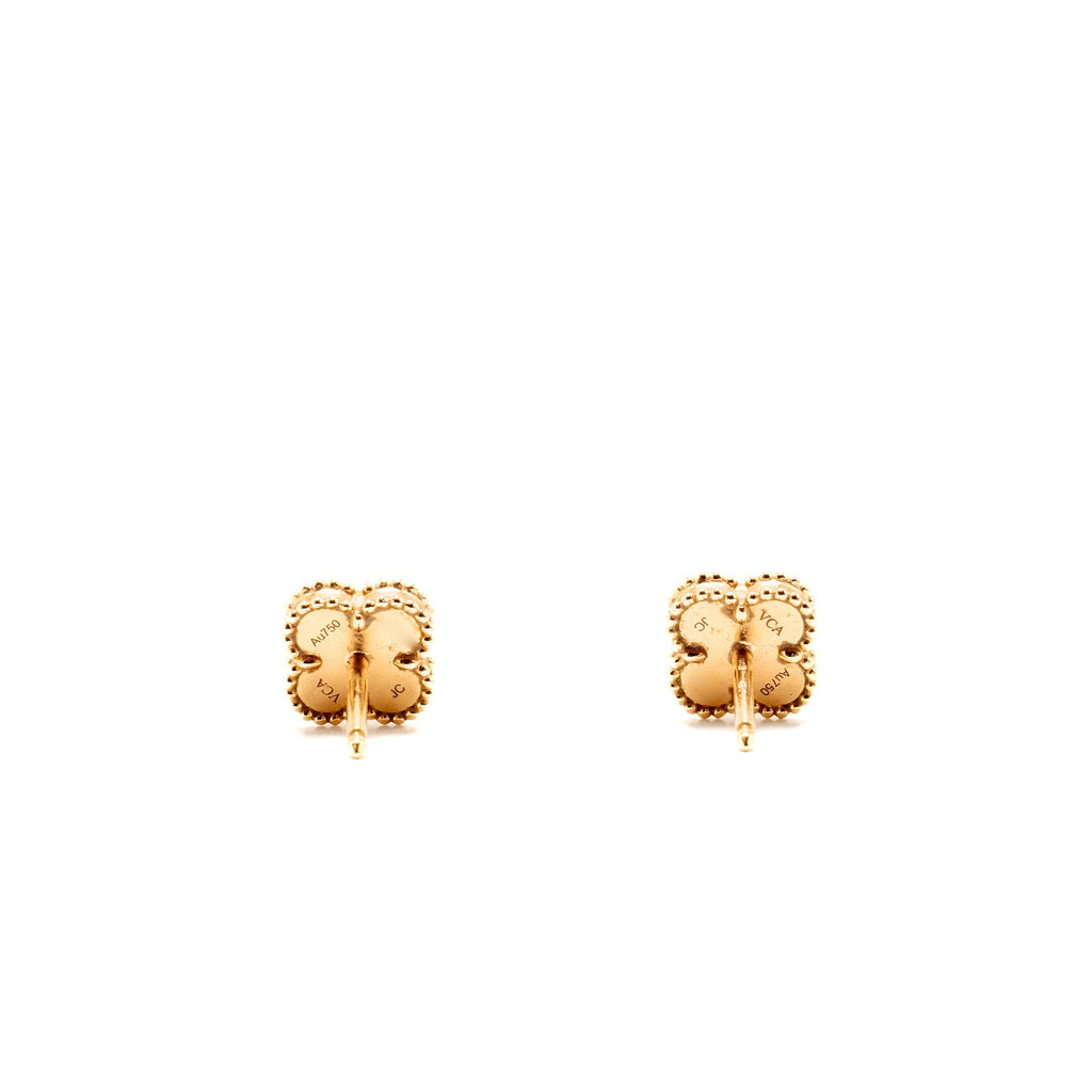 VAN CLEEF & ARPELS SWEET ALHAMBRA EARSTUDS ROSE GOLD, CARNELIAN