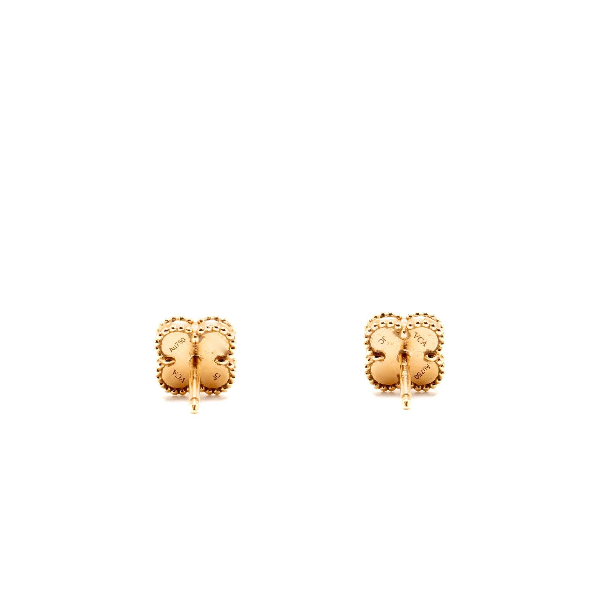 VAN CLEEF & ARPELS SWEET ALHAMBRA EARSTUDS ROSE GOLD, CARNELIAN