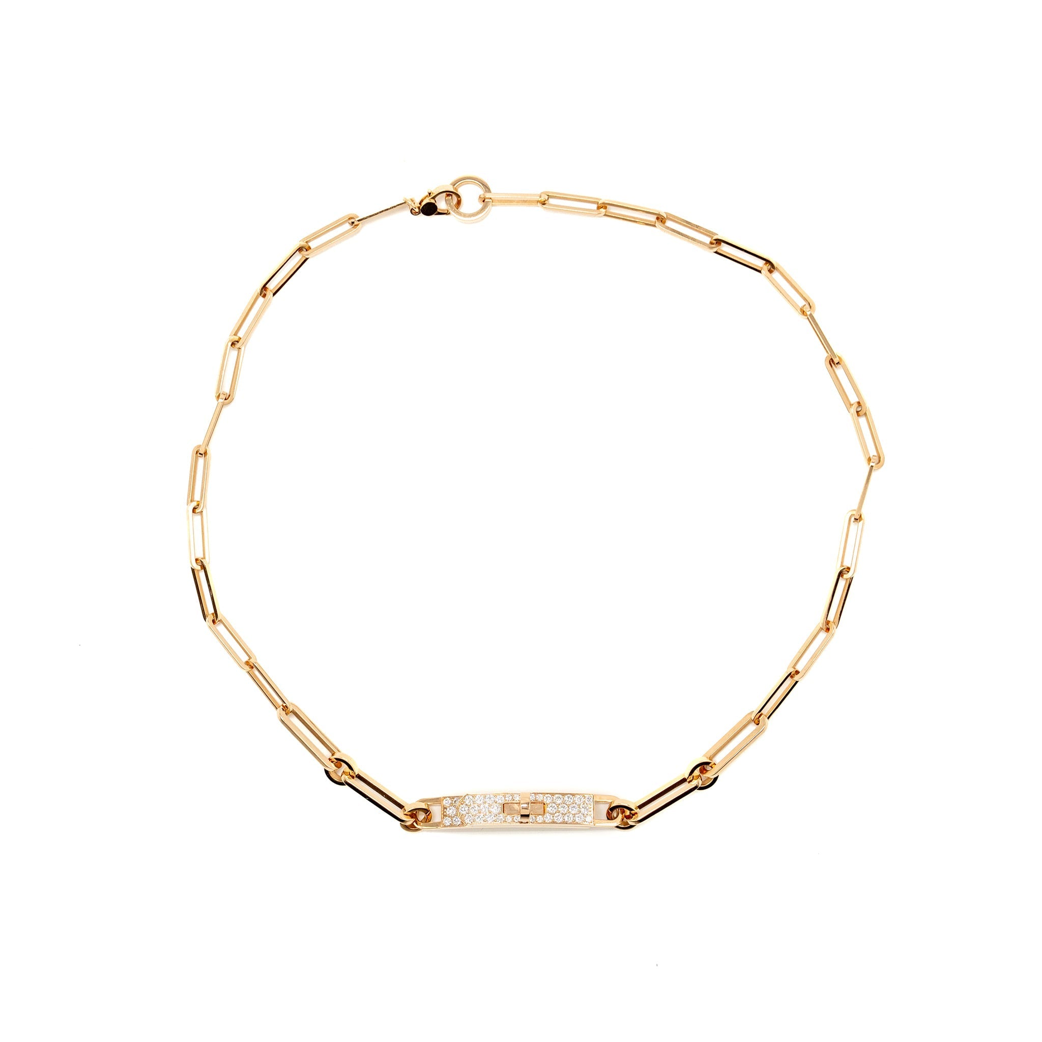 HERMES KELLY CHAINE DOUBLE BRACELET ROSE GOLD,DIAMONDS