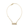CHANEL LETTER LOGO NECKLACE CRYSTAL/PEARL LIGHT GOLD TONE