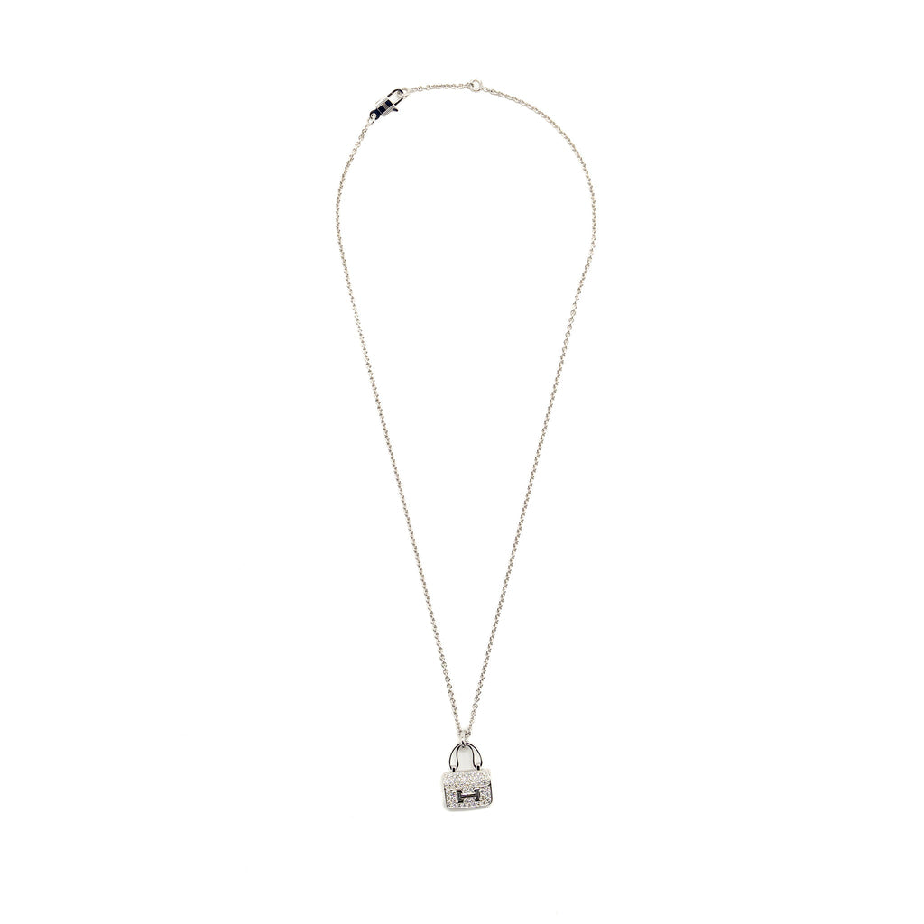HERMES CONSTANCE AMULETTE PENDANT WHITE GOLD WITH DIAMONDS