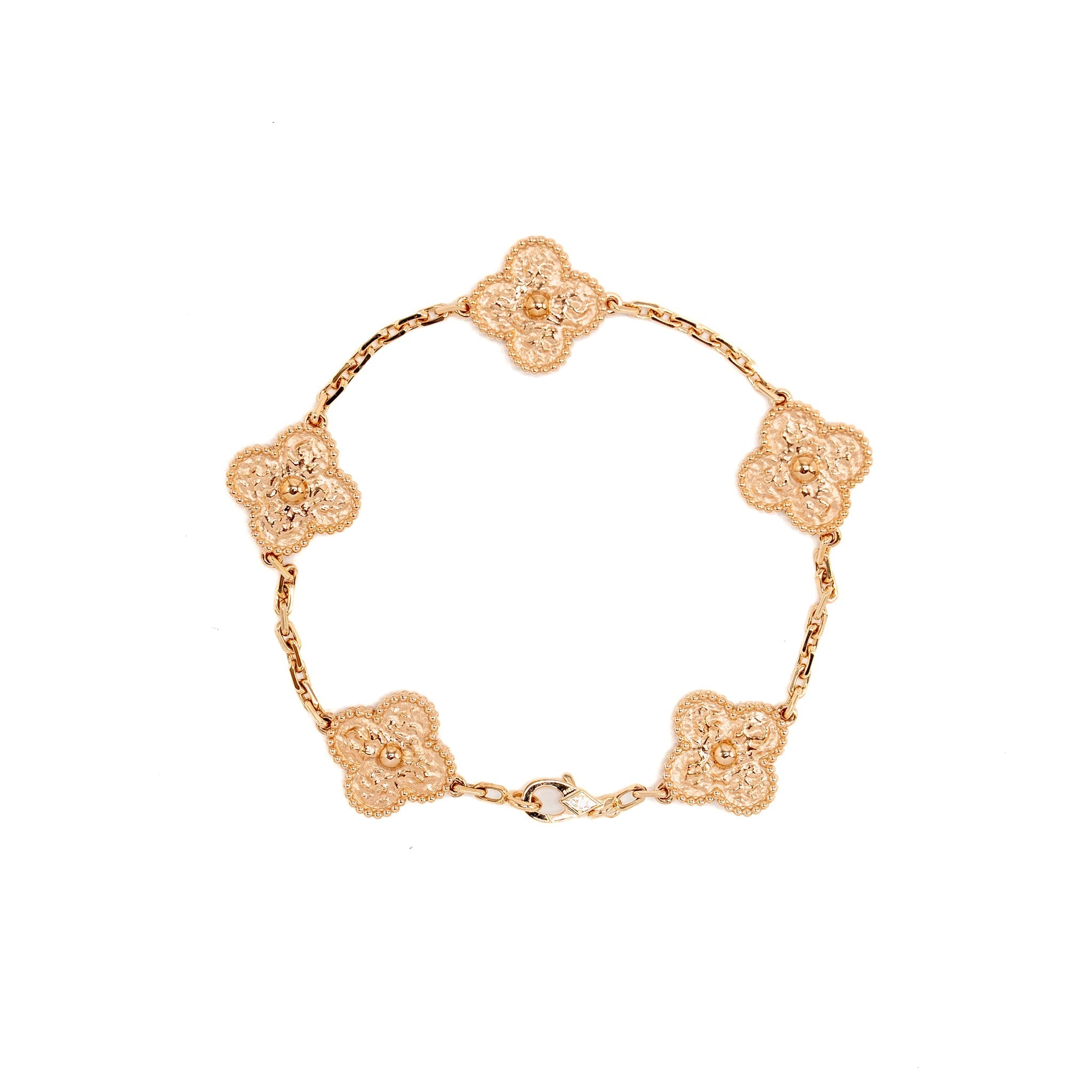 VAN CLEEF AND ARPELS VINTAGE ALHAMBRA BRACELET 5 MOTIF 18K ROSE GOLD