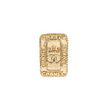 CHANEL CC LOGO AND CROWN METAL PLATE BROOCH BRUSHED GOLD HARDWARE