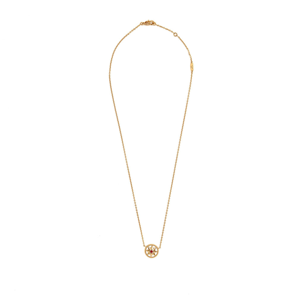 DIOR ROSE DES VENTS NECKLACE MOTHER OF PEARL/RUBY ROSE GOLD