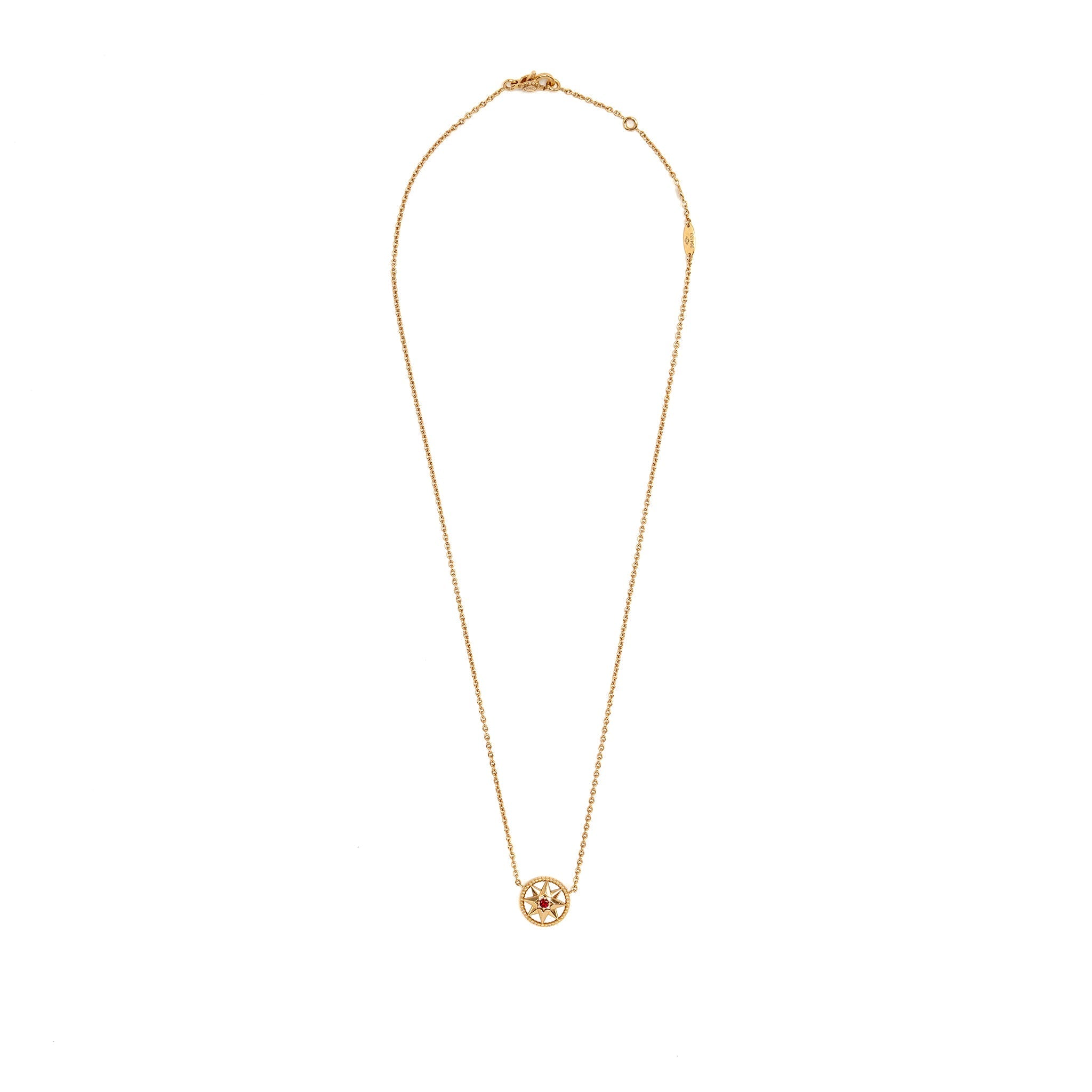 DIOR ROSE DES VENTS NECKLACE MOTHER OF PEARL/RUBY ROSE GOLD