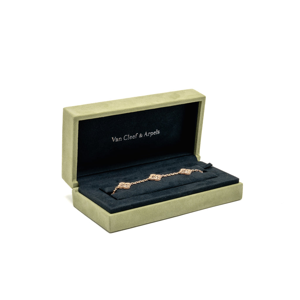 VAN CLEEF AND ARPELS VINTAGE ALHAMBRA BRACELET 5 MOTIF 18K ROSE GOLD
