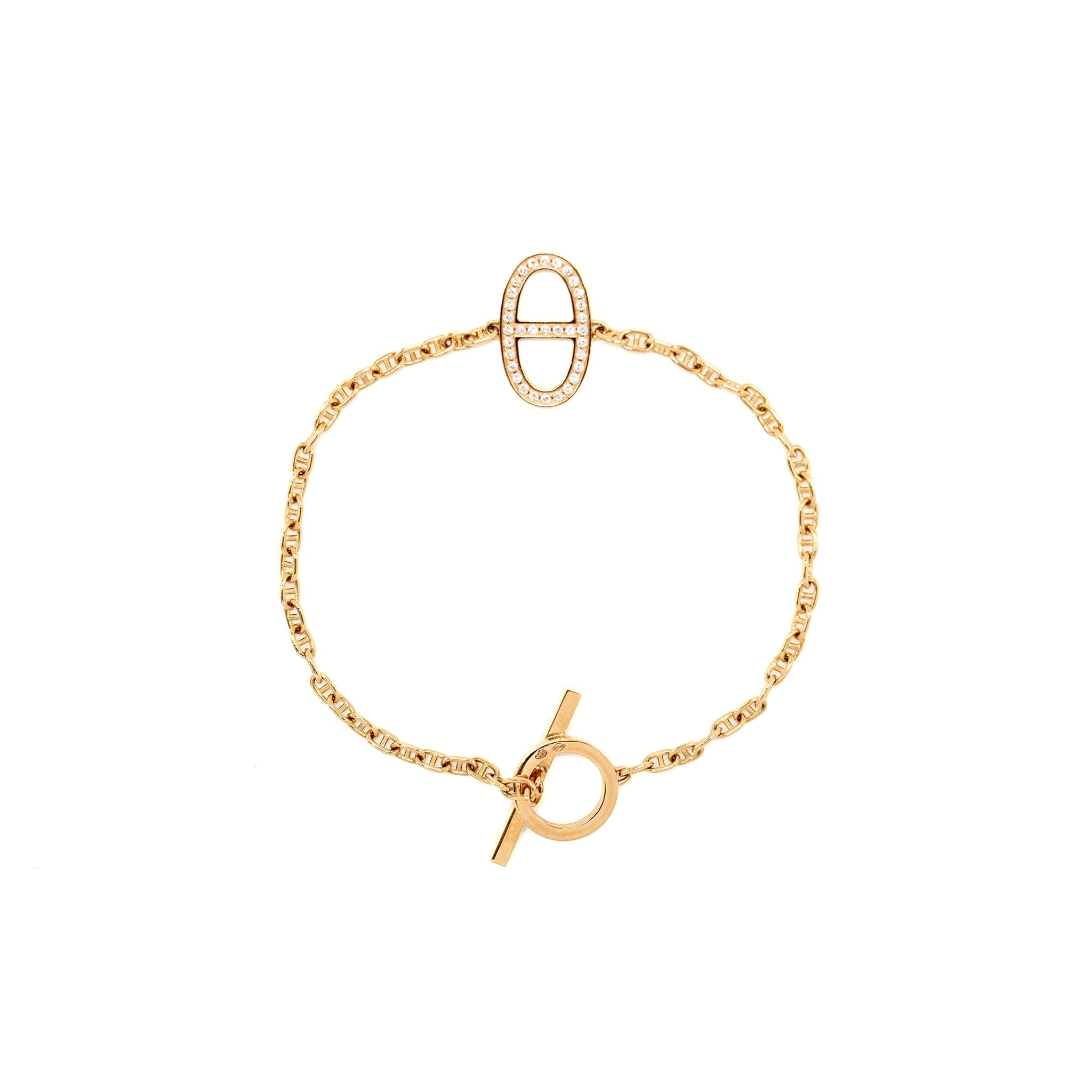 HERMES CHAINE D’ANCRE CONTOUR BRACELET ROSE GOLD DIAMONDS