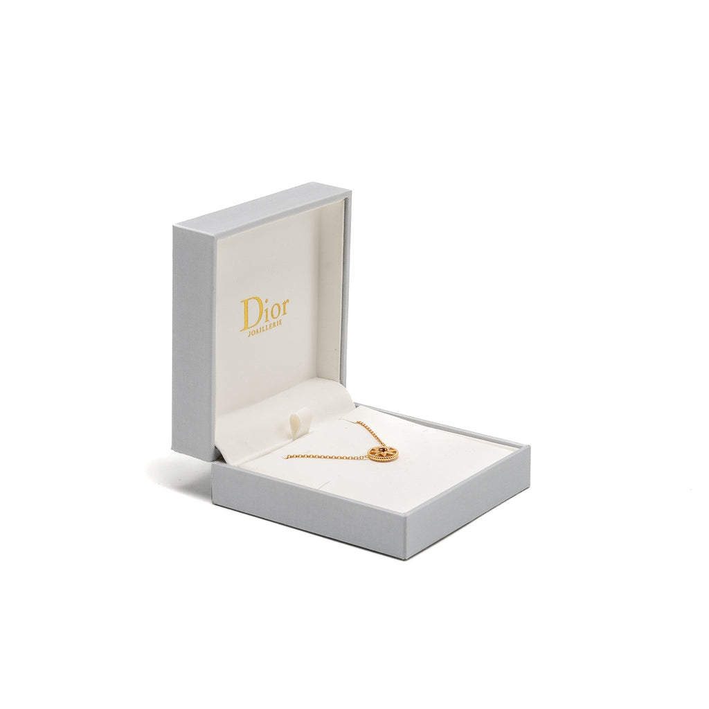 DIOR ROSE DES VENTS NECKLACE MOTHER OF PEARL/RUBY ROSE GOLD