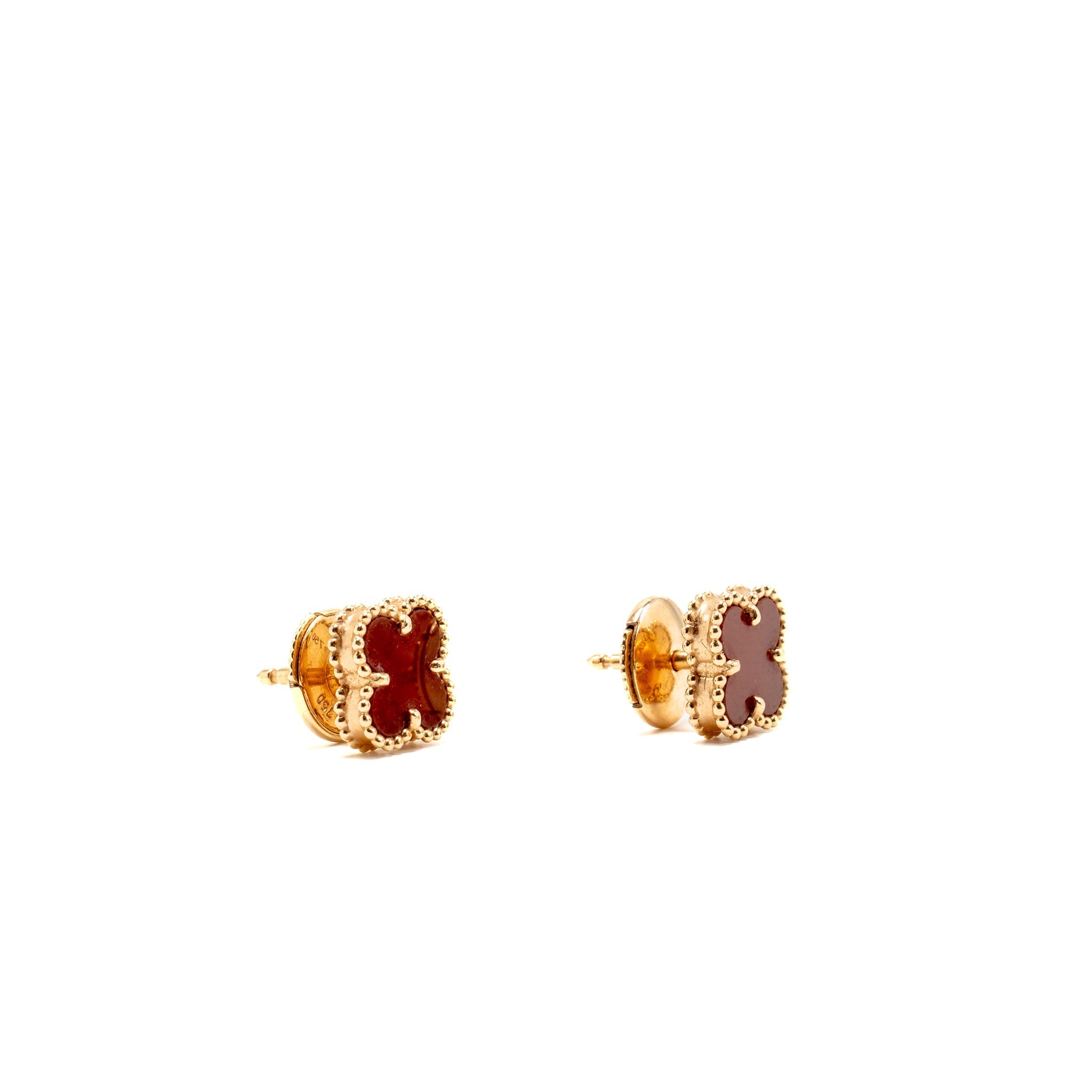 VAN CLEEF & ARPELS SWEET ALHAMBRA EARSTUDS ROSE GOLD, CARNELIAN