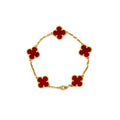 VAN CLEEF & ARPELS VINTAGE ALHAMBRA 5 MOTIF BRACELET, YELLOW GOLD, CARNELIAN