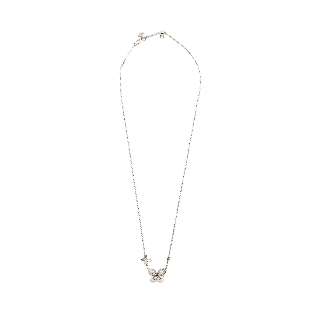 GRAFF DOUBLE BUTTERFLY SILHOUETTE PENDANT WHITE GOLD DIAMONDS
