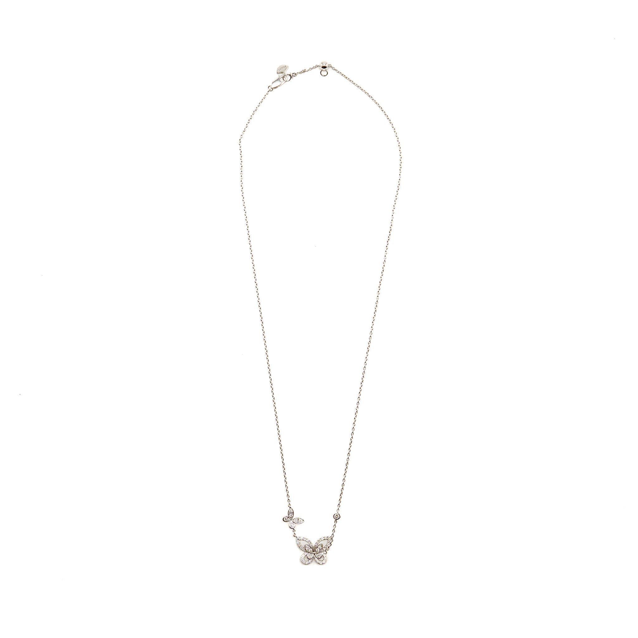 GRAFF DOUBLE BUTTERFLY SILHOUETTE PENDANT WHITE GOLD DIAMONDS