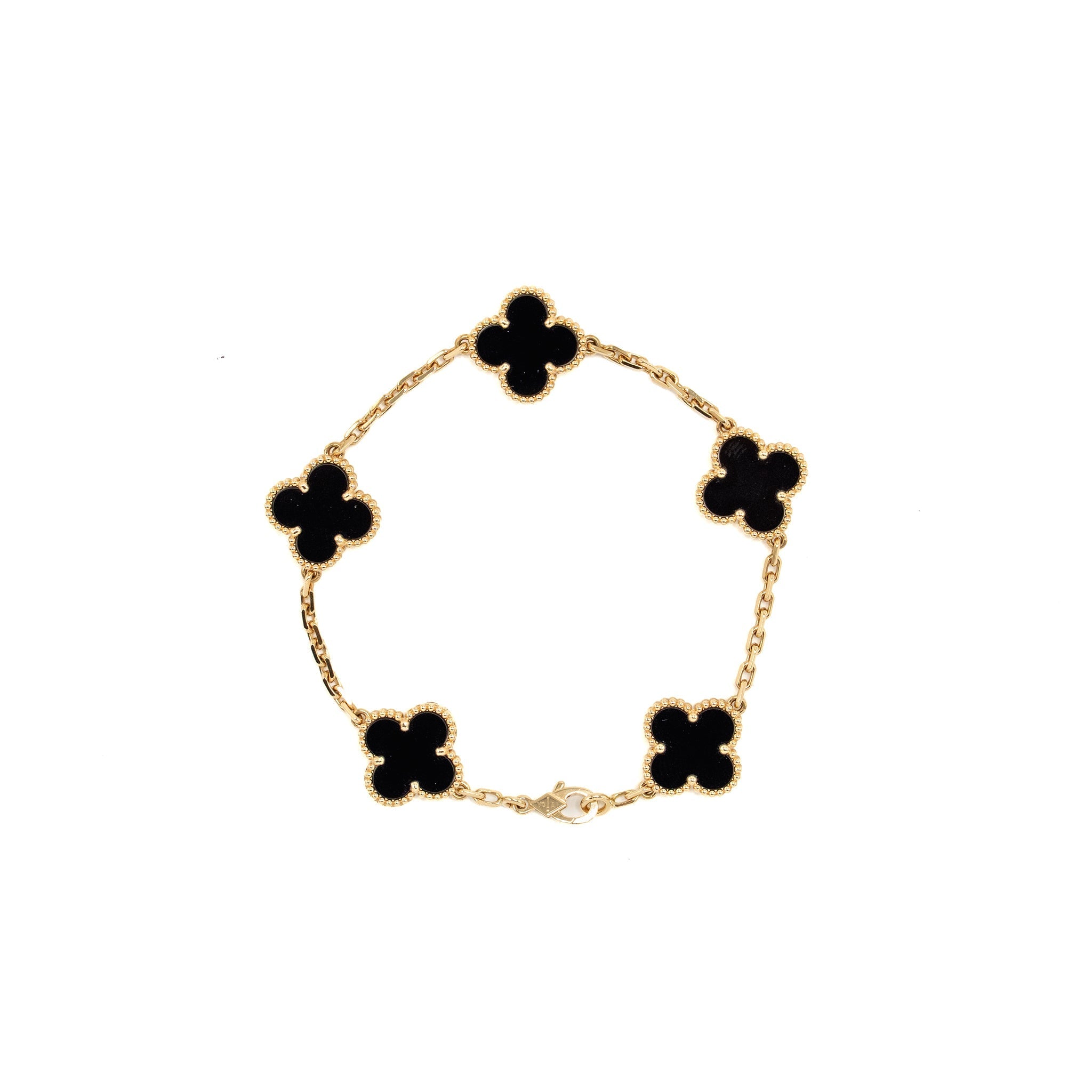 VAN CLEEF & ARPELS ALHAMBRA BRACELET 5 MOTIFS ONYX YELLOW GOLD