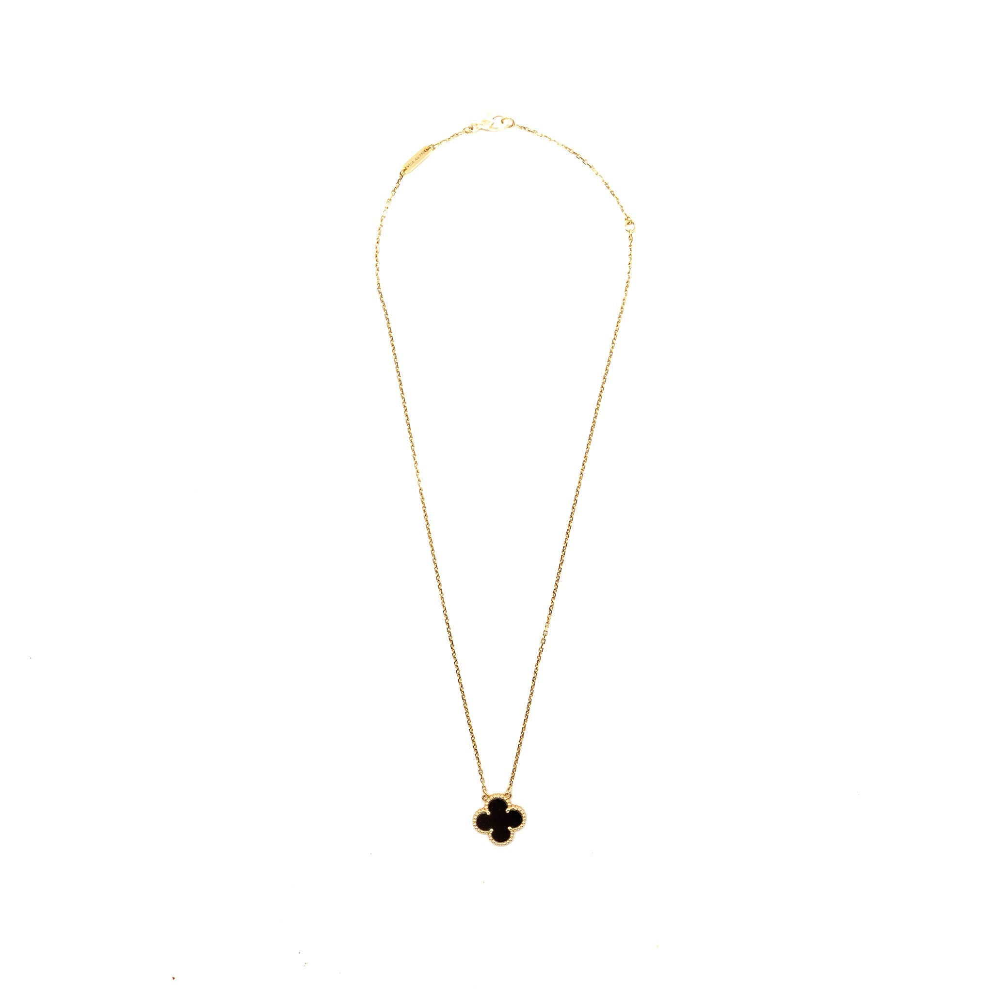 VAN CLEEF & ARPELS VINTAGE ALHAMBRA PENDANT YELLOW GOLD, ONYX