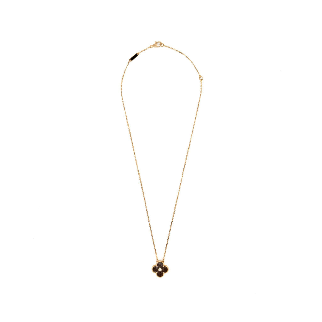 VAN CLEEF & ARPELS 2023 HOLIDAY LIMITED PENDANT SILVER OBSIDIAN / ROSE GOLD / DIAMOND