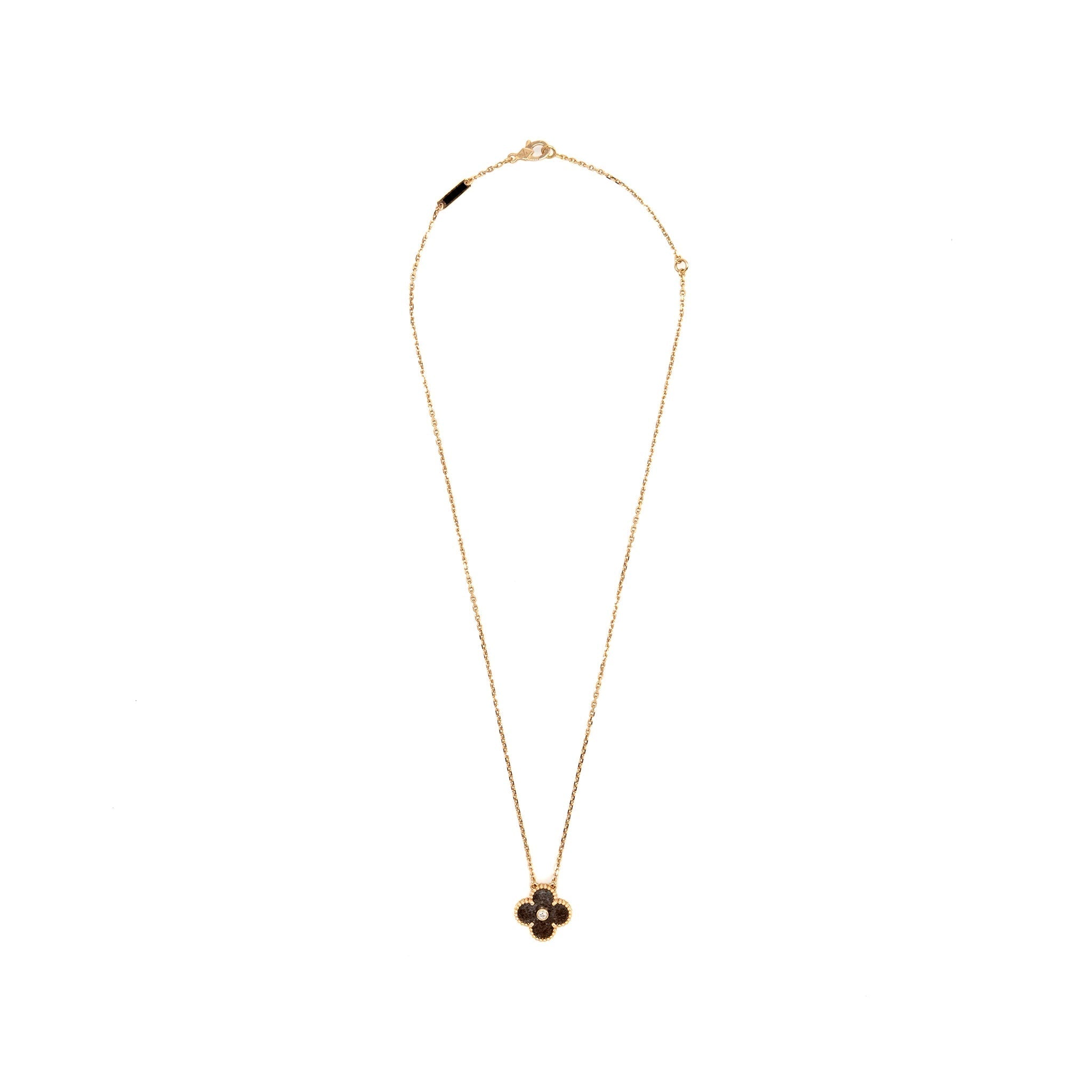 VAN CLEEF & ARPELS 2023 HOLIDAY LIMITED PENDANT SILVER OBSIDIAN / ROSE GOLD / DIAMOND