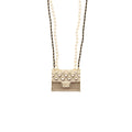 CHANEL 21S RUNWAY MICRO BAG/ PEARL NECKLACE LIGHT GOLD TONE