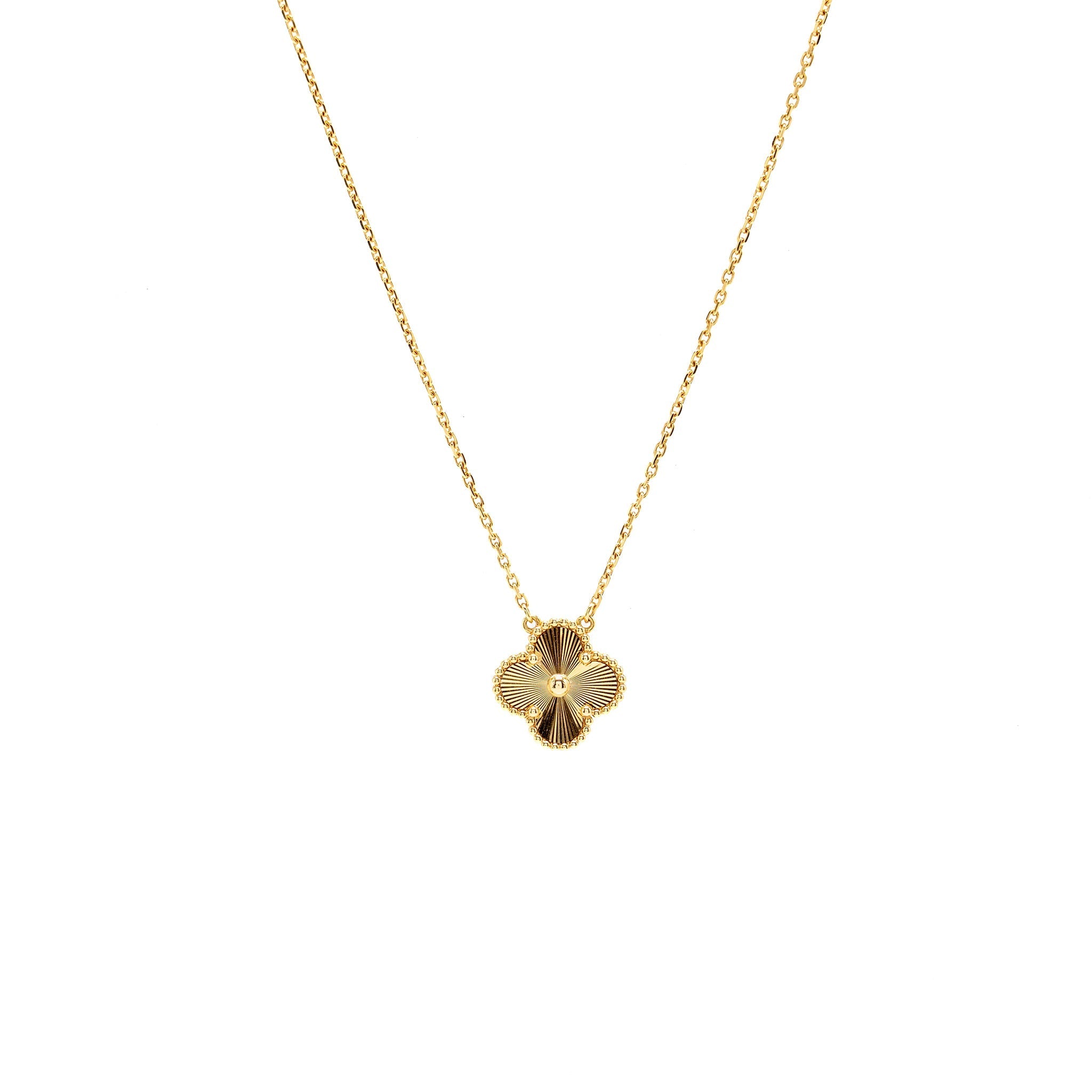 VAN CLEEF & ARPELS VINTAGE ALHAMBRA PENDANT YELLOW GOLD, GUILLOCHE