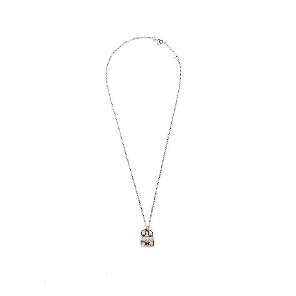 HERMES CONSTANCE AMULETTE PENDANT WHITE GOLD DIAMONDS