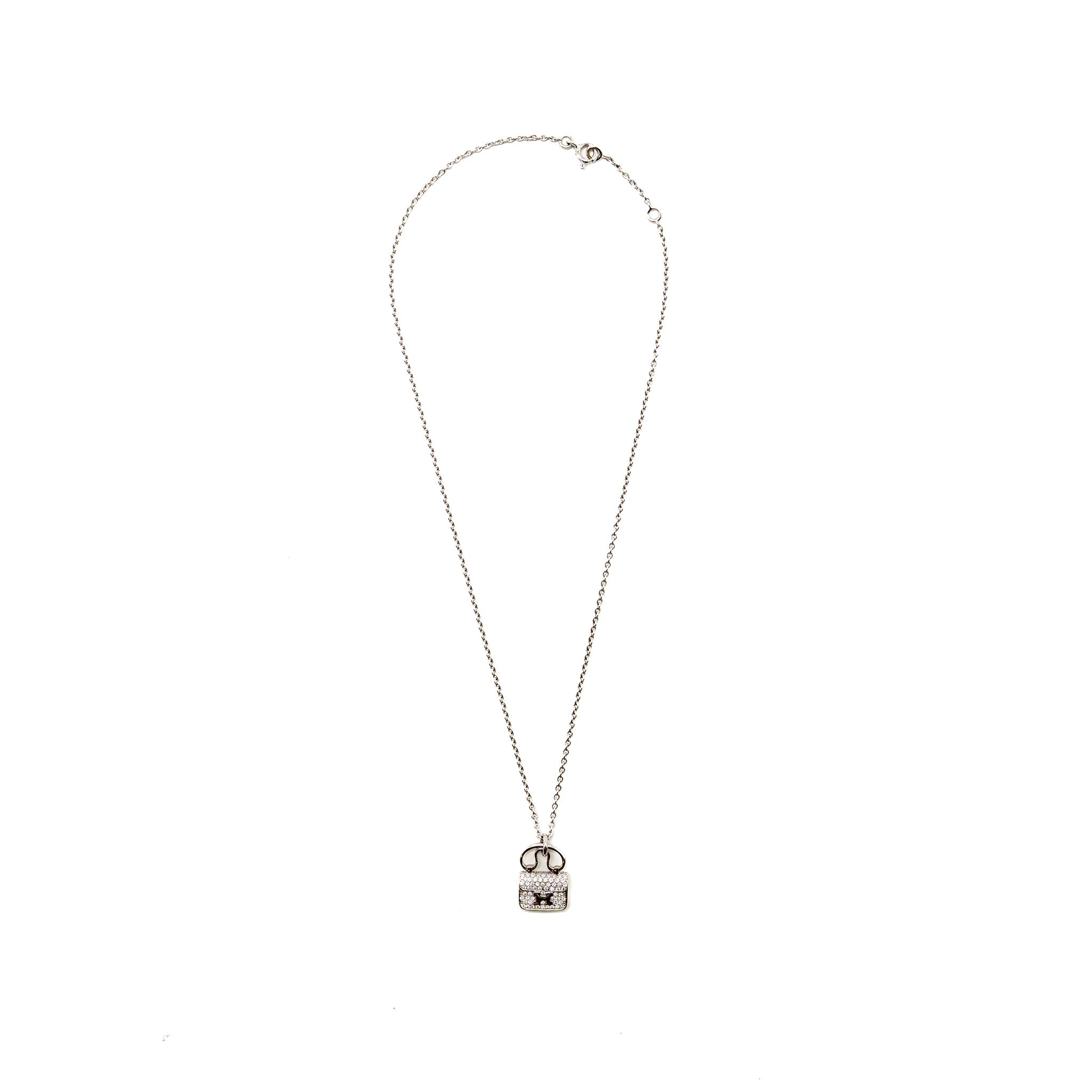 HERMES CONSTANCE AMULETTE PENDANT WHITE GOLD DIAMONDS