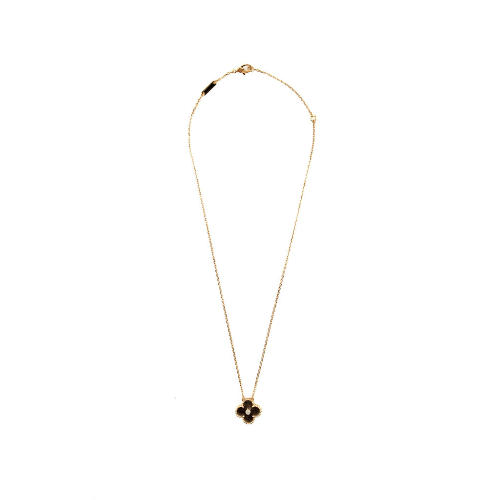 VAN CLEEF & ARPELS 2023 HOLIDAY LIMITED PENDANT SILVER OBSIDIAN / ROSE GOLD / DIAMOND