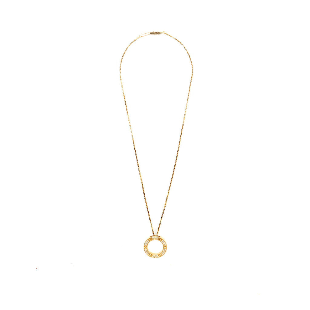 CARTIER LOVE PENDANT ROSE GOLD PAVED DIAMONDS