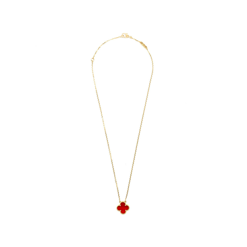 VAN CLEEF & ARPELS VINTAGE ALHAMBRA PENDANT CARNELIAN YELLOW GOLD