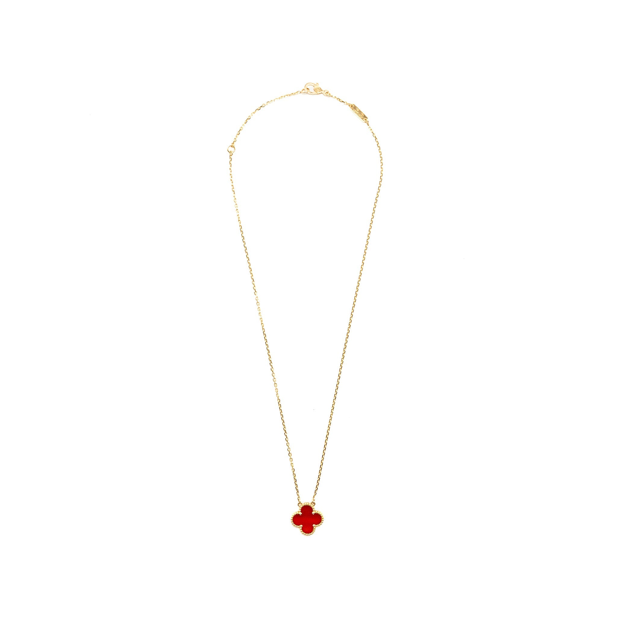 VAN CLEEF & ARPELS VINTAGE ALHAMBRA PENDANT CARNELIAN YELLOW GOLD
