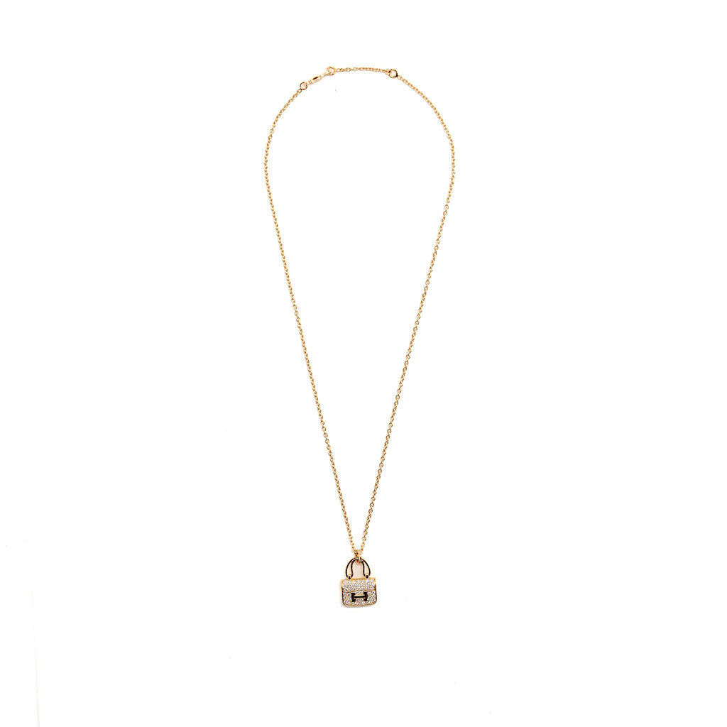HERMES CONSTANCE AMULETTE PENDANT ROSE GOLD WITH DIAMONDS
