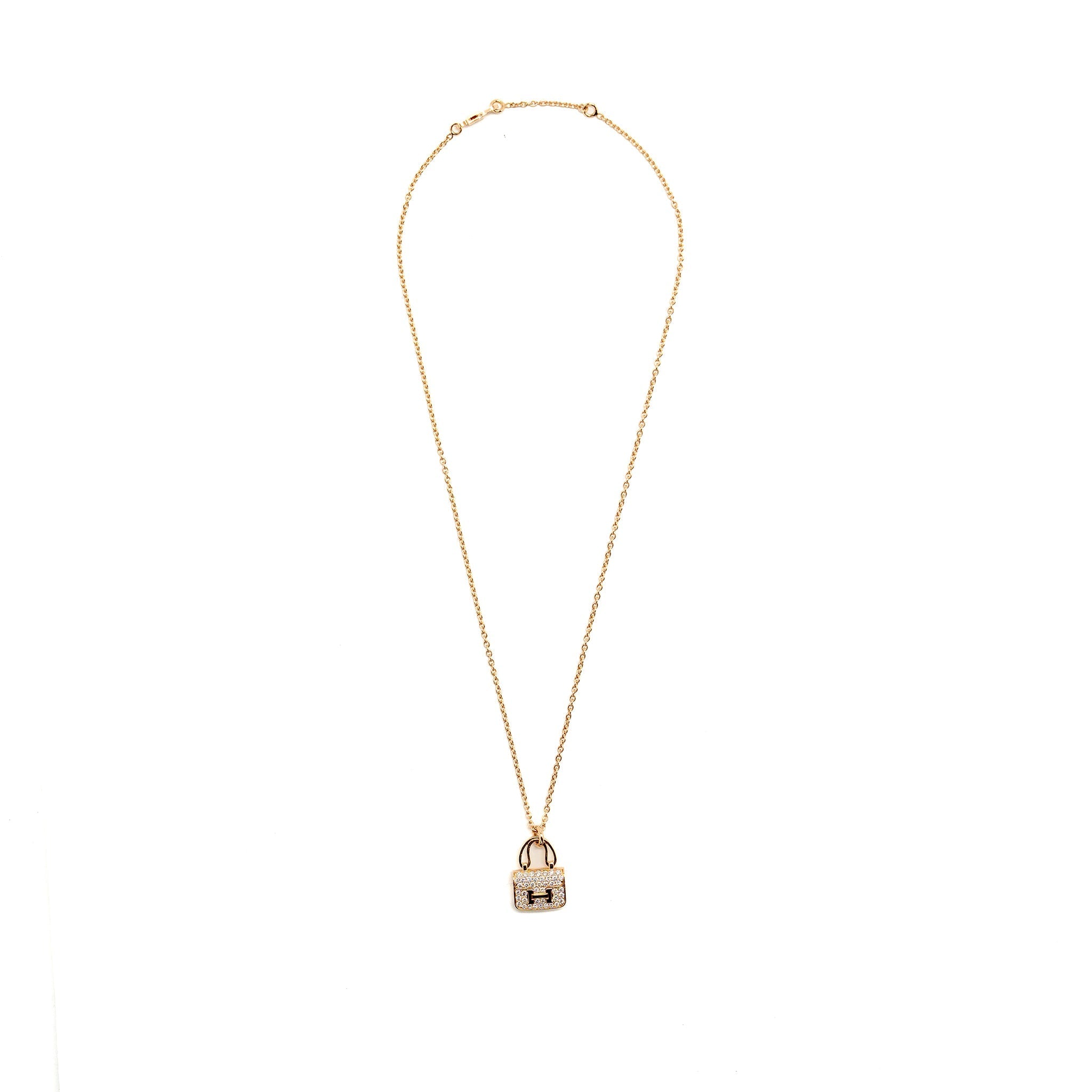 HERMES CONSTANCE AMULETTE PENDANT ROSE GOLD WITH DIAMONDS