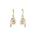 CHANEL NO.5 PERFUME BOTTLE CC LOGO DROPPED CRYSTAL EARRINGS LIGHT GOLD TONE