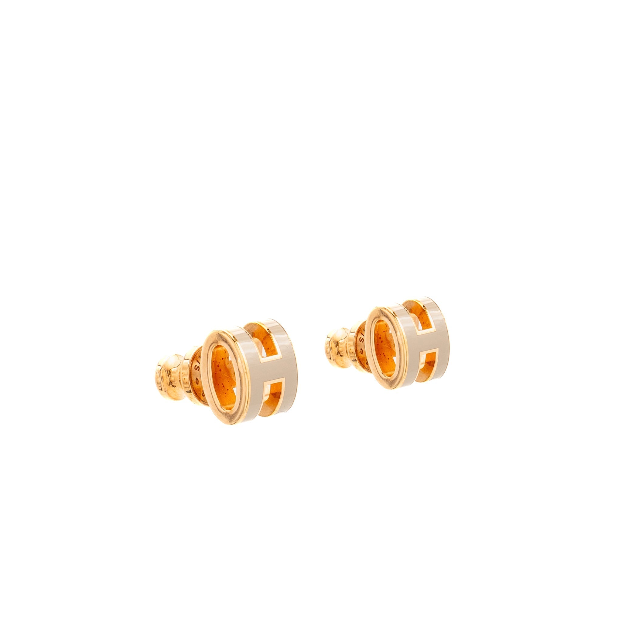 HERMES MINI POP H EARRINGS MARRON GLACE RGHW