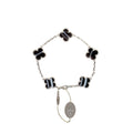 VAN CLEEF & ARPELS VINTAGE ALHAMBRA BRACELET 5 MOTIFS VEINED ONYX WHITE GOLD