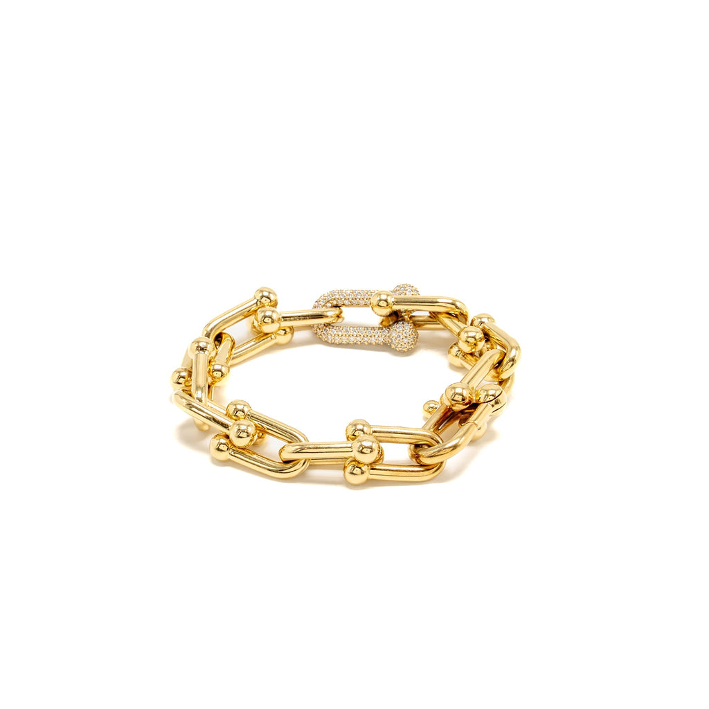 TIFFANY TIFFANY HARDWARE LARGE LINK BRACELET YELLOW GOLD/DIAMONDS