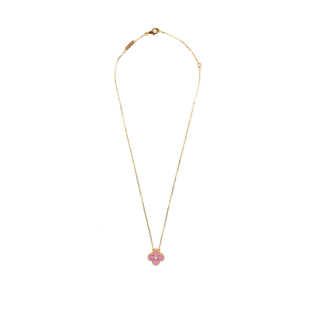 VAN CLEEF & ARPELS 2021 HOLIDAY PENDANT RHODONITE ROSE GOLD WITH DIAMOND