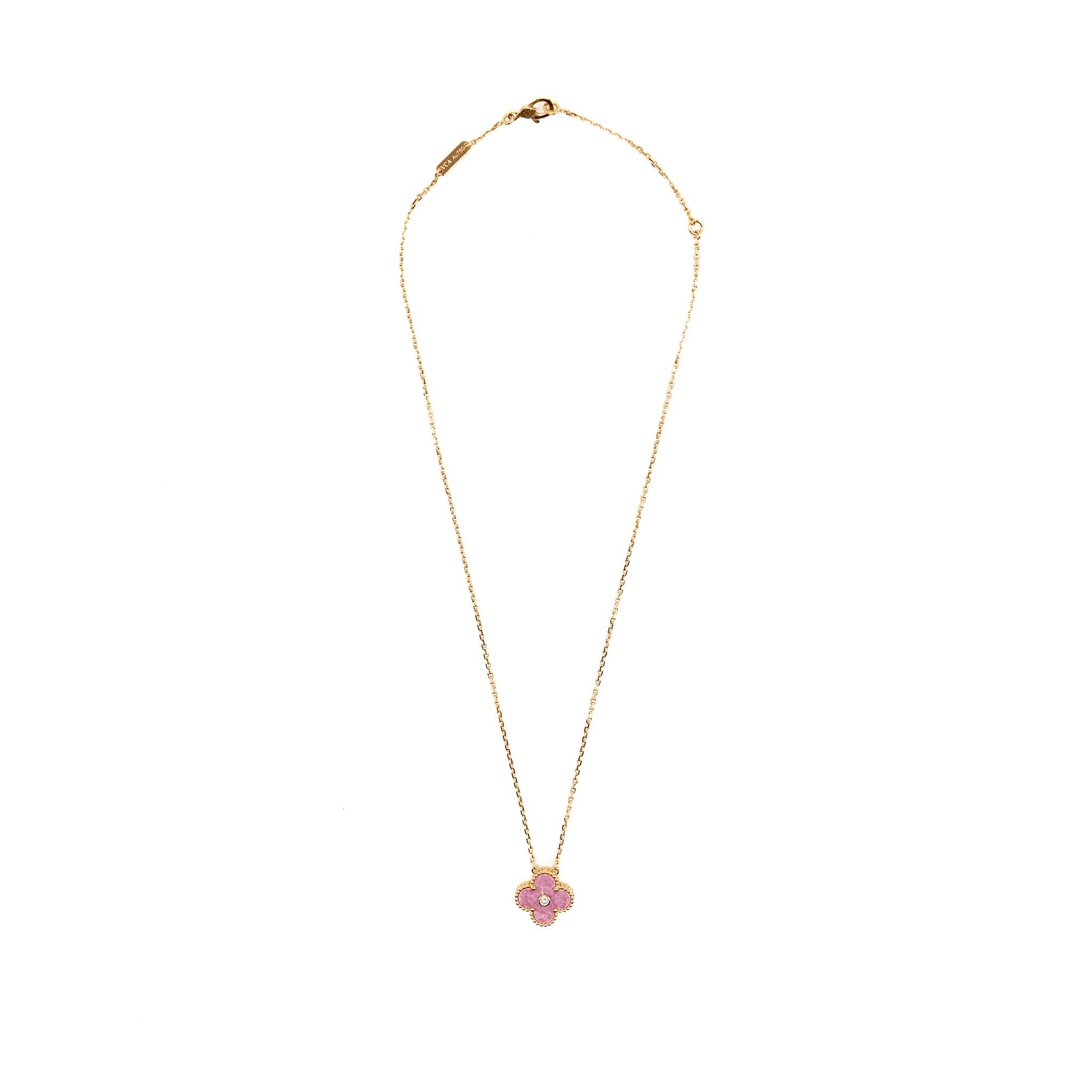VAN CLEEF & ARPELS 2021 HOLIDAY PENDANT RHODONITE ROSE GOLD WITH DIAMOND