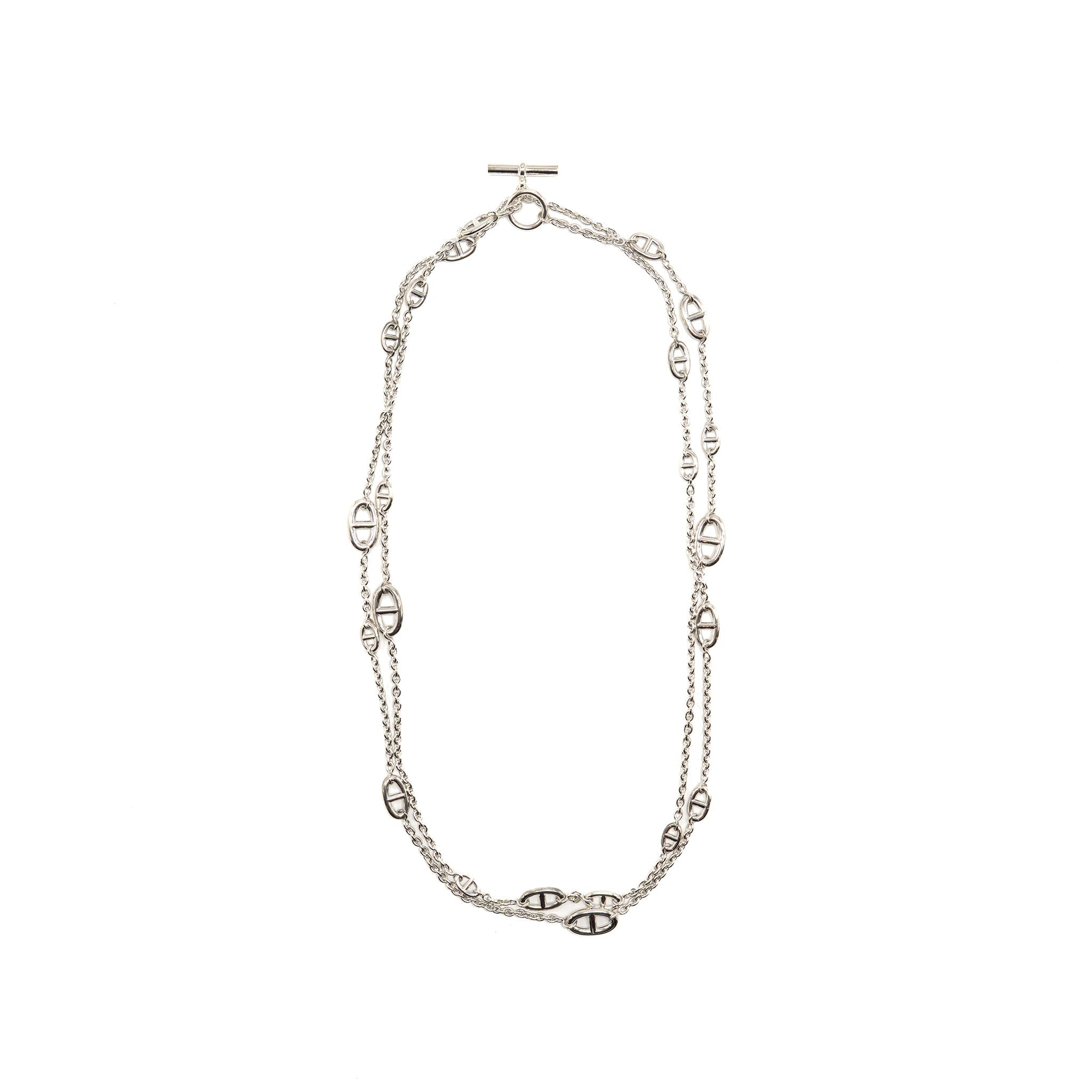 HERMES 160CM FARANDOLE LONG NECKLACE SILVER TONE